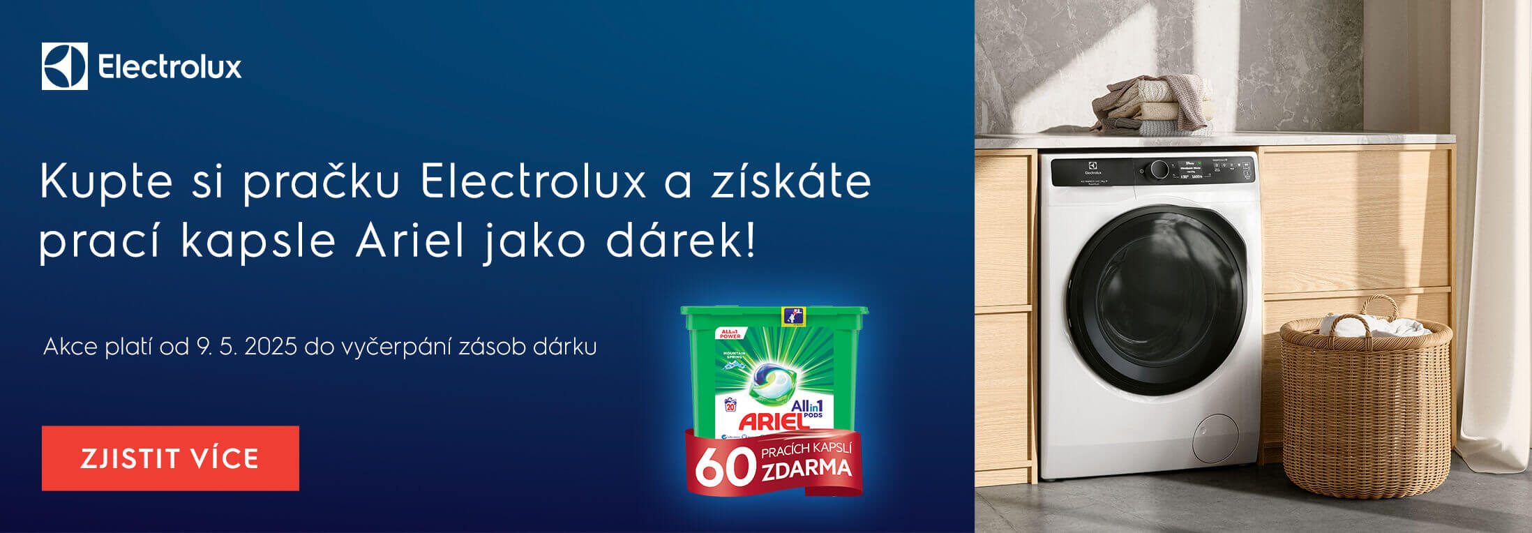 Kupte si pračku Electrolux a získejte kapsle Ariel