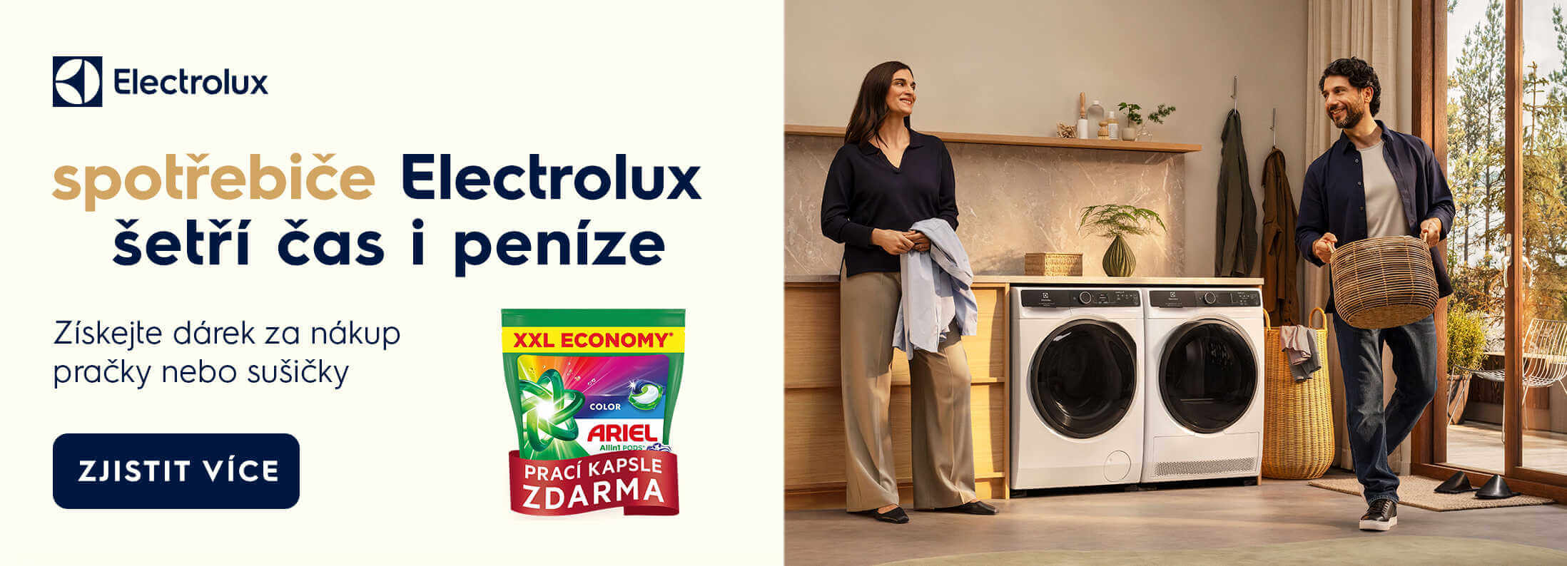 Kupte si pračku, sušičku nebo pračku kombinovanou se sušičkou Electrolux a získejte kapsle Ariel