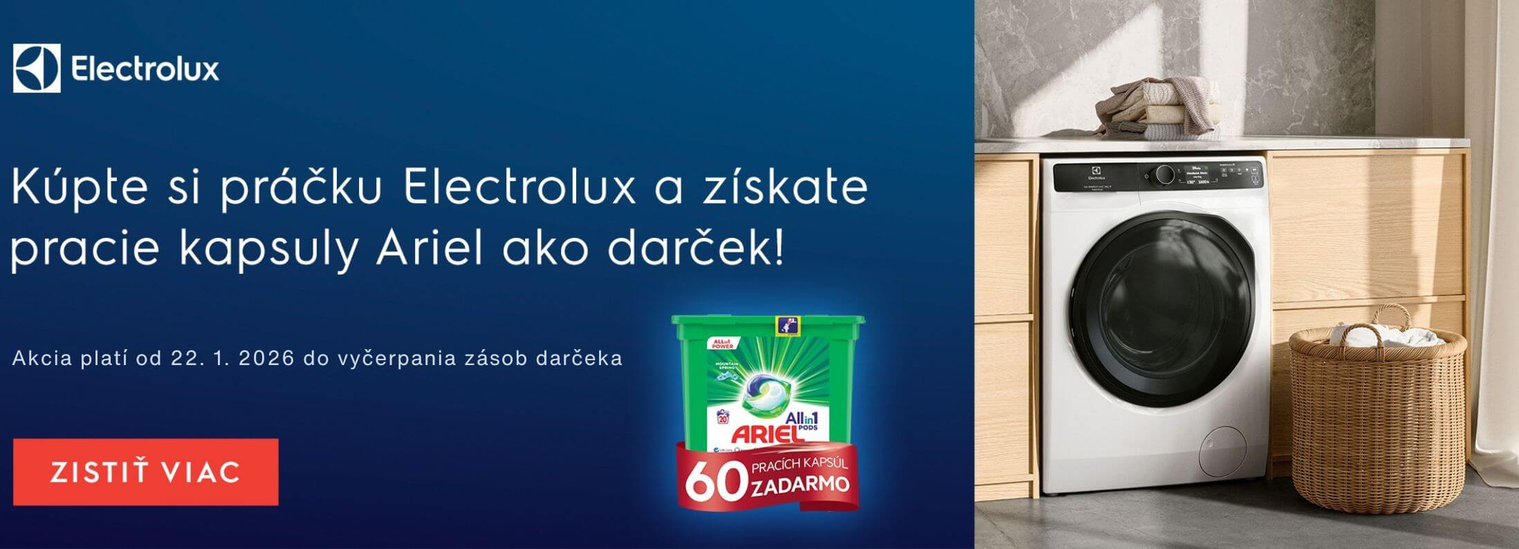 Electrolux – Pri kúpe práčky získate kapsule Ariel