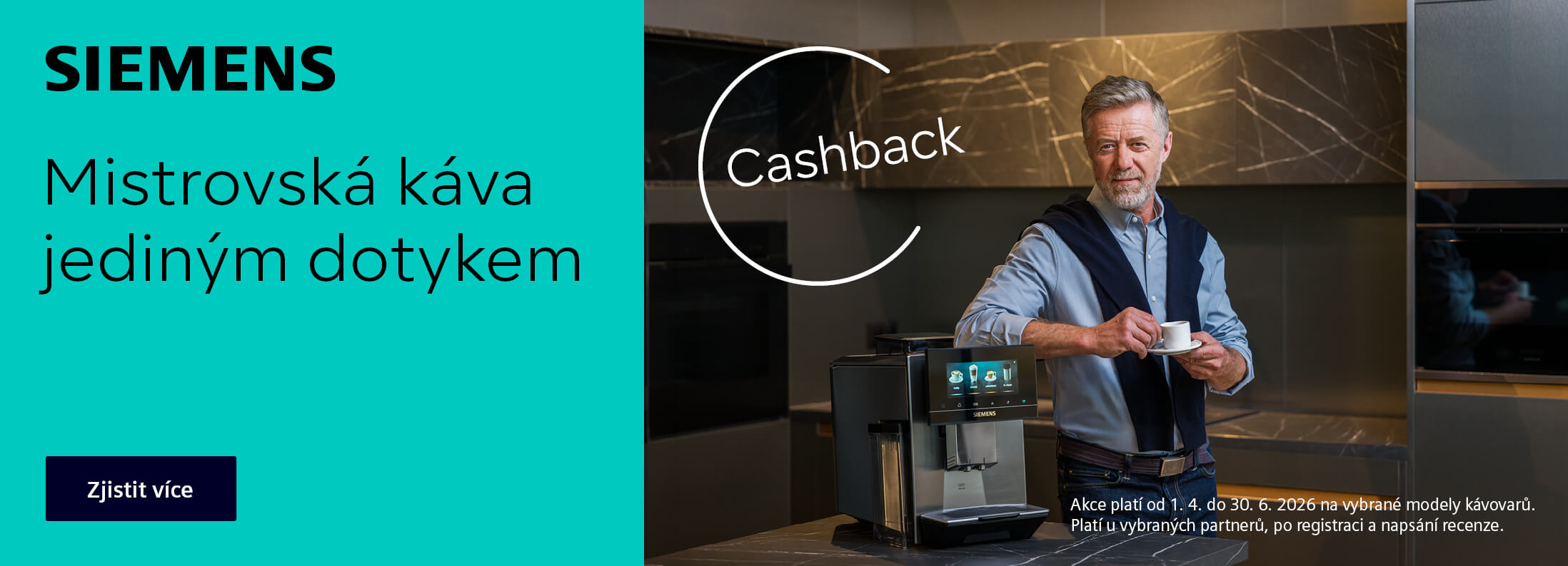 Siemens cashback až 2 000 Kč zpět při koupi kávovaru