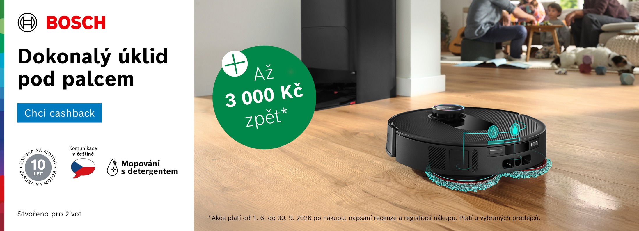 Cashback za nákup vybraných robotických vysavačů Bosch