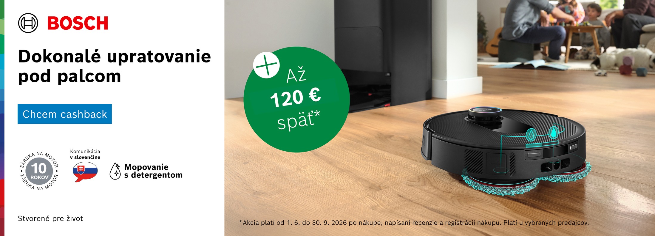 Cashback za nákup vybraných robotických vysávačov Bosch