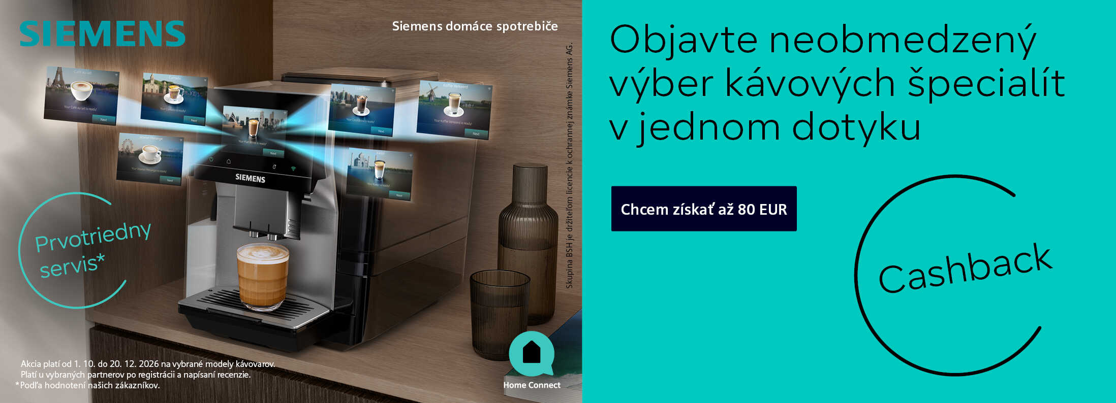 Siemens cashback až 80 € späť pri kúpe kávovaru