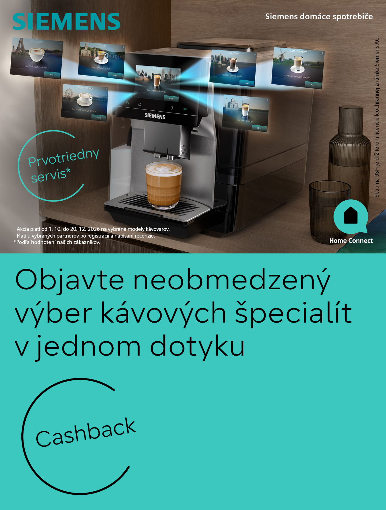 Siemens cashback až 80 € späť pri kúpe kávovaru
