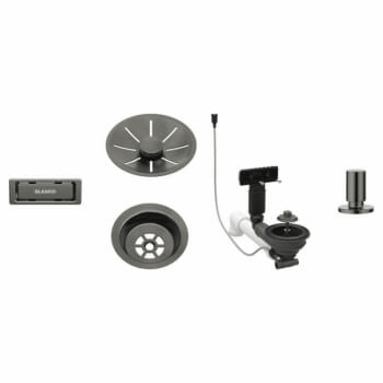 Blanco Odtoková sada 3 1" InFino pro jednu vaničku, přepad C-overflow, + táhlo, satin dark steel - 207429