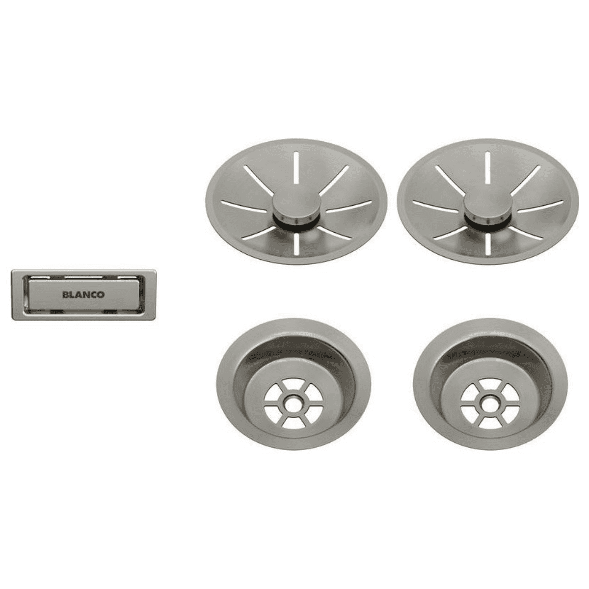 Odtoková sada InFino s přepadem C-overflow, satin dark platinum pro dva dřezy - 207410
