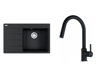 Franke Set CNG 611-78/7 TL Onyx + FC 6051 LINA S vytahovací koncovkou Fragranit Onyx