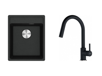 Franke Set MRG 610-37 RTL Onyx + FC 6051 LINA S vytahovací koncovkou Fragranit Onyx