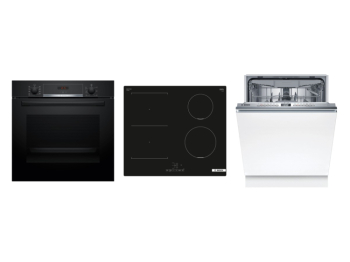 Bosch Set Bosch trouba HBA514BB3 + Bosch varná deska PVS611BB6E + Bosch myčka SMV4HVX14E