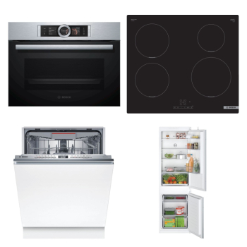 Bosch Set Bosch trouba CSG656BS2 + Bosch varná deska PUE611BB5E + Bosch myčka SMV4EVX08E + Bosch chladnička KIV86NSE0