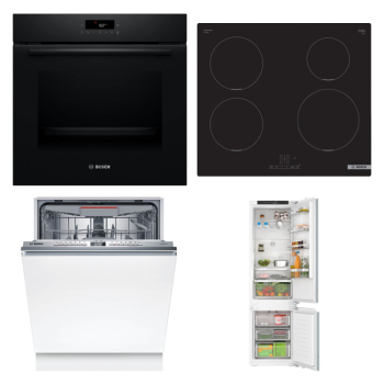 Bosch Set Bosch trouba HBA572BB4 + Bosch varná deska PUE611BB5E + Bosch myčka SMV4EVX08E + Bosch chladnička KIN96VFD0