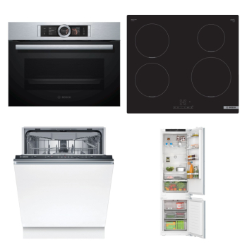 Bosch Set Bosch trouba CSG656BS2 + Bosch varná deska PUE611BB5E + Bosch myčka SMV25EX02E + Bosch chladnička KIN96VFD0