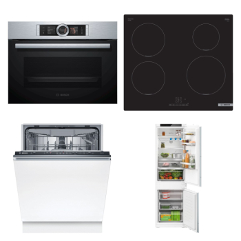 Bosch Set Bosch trouba CSG656BS2 + Bosch varná deska PUE611BB5E + Bosch myčka SMV25EX02E + Bosch chladnička KIN86VSE0