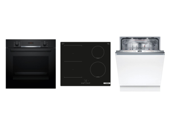 Bosch Set Bosch trouba HBA514BB3 + Bosch varná deska PVS611BB6E + Bosch myčka SMV6ZDX16E