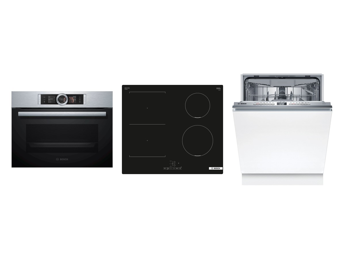 Set Bosch trouba CSG656BS2 + Bosch varná deska PVS611BB6E + Bosch myčka SMV4HVX14E
