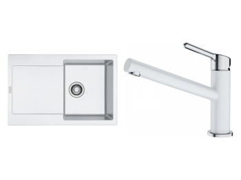 Franke Set Franke dřez MRG 611 bílá led + Franke baterie FC 3054 ORBIT Bez sprchy Chrom/Fragranit Bílá-led