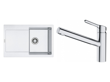 Franke Set Franke dřez MRG 611 bílá led + Franke baterie FC 3054 ORBIT Bez sprchy Chrom