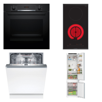 Bosch Set Bosch trouba HBA514BB3 + Bosch varná deska PKF375FP2E + Bosch myčka SMV6ZDX16E + Bosch chladnička KIN96VFD0