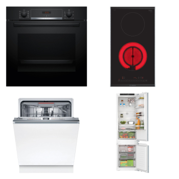 Bosch Set Bosch trouba HBA514BB3 + Bosch varná deska PKF375FP2E + Bosch myčka SBH4ECX10E + Bosch chladnička KIN96VFD0