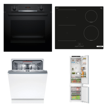 Bosch Set Bosch trouba HBA534EB3 + varná deska PVS611BB6E + myčka SBH4ECX10E + chladnička KIN96VFD0