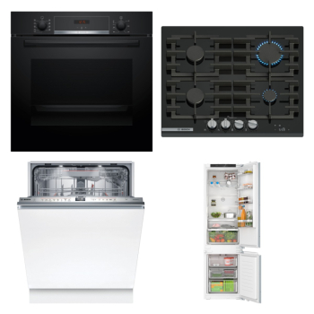 Bosch Set Bosch trouba HBA514BB3 + varná deska PRP6A6H40 + myčka SMV6ZDX16E + chladnička KIN96VFD0