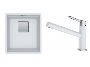 Franke Set Franke dřez KNG 110-37 Bílá-led + Franke baterie FC 3054.094 ORBIT Bílá-led