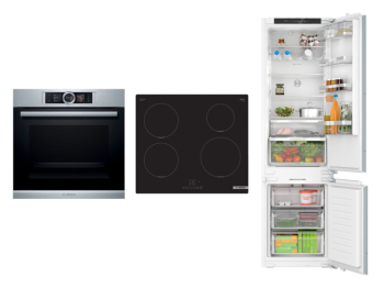 Bosch Set Bosch trouba HSG656XS1 + varná deska PUE611BB5E + chladnička KIN96ADC0