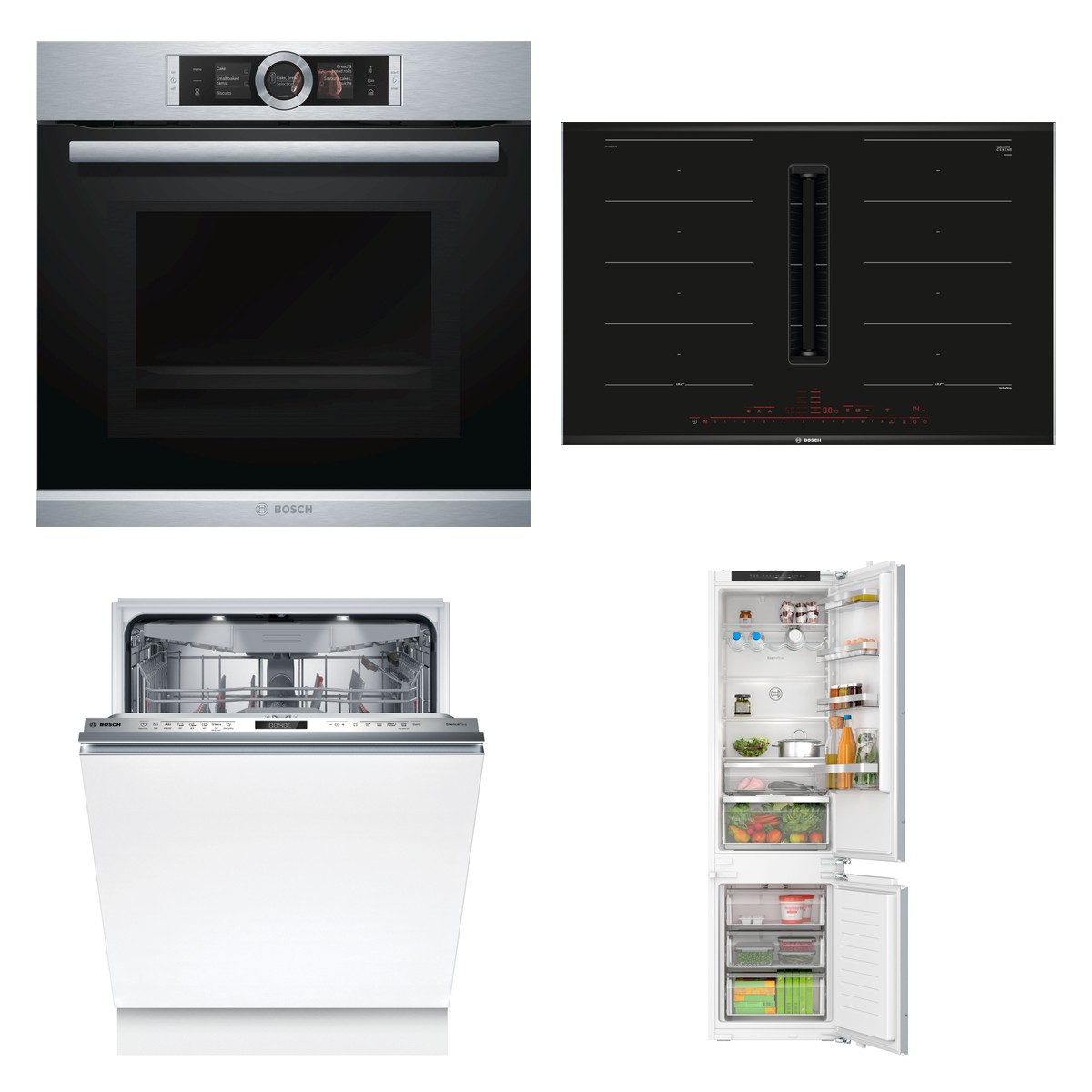 Set Bosch trouba HNG6764S1 + varná deska PXX875D57E + myčka SMV6ECX20E + chladnička KIN96VFD0