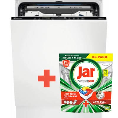 Electorolux vstavané umývačky riadu darček navyše kapsule Jar Platinum Plus