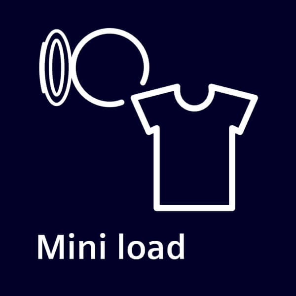 Mini load :Perte rychle a efektivně jednotlivé kusy prádla a malé várky prádla.