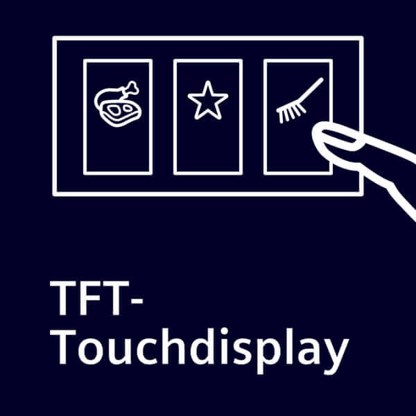 TFT-dotykový displej Jednoduché ovládanie vďaka prehľadnej navigácii funkcií.